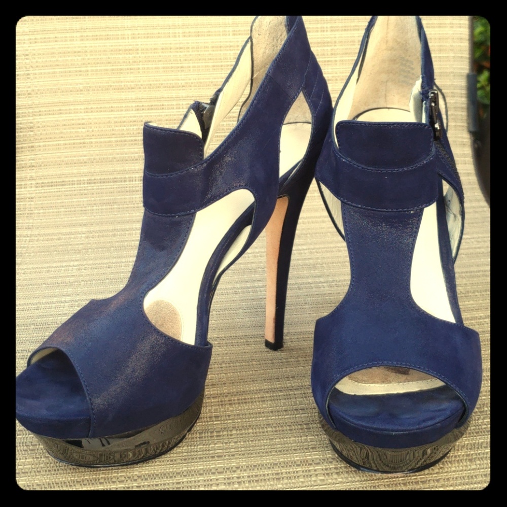 Velvet Angel Blue Suede platform Stilettos sz. 38